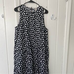 LOFT Black Dress with White Polka Dots